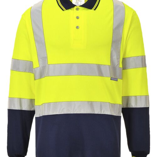 Two-tone long sleeve polo (S279) Thumbnail
