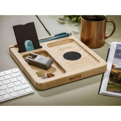 Walter Bamboo Single Dock 15W organizer and charger Thumbnail